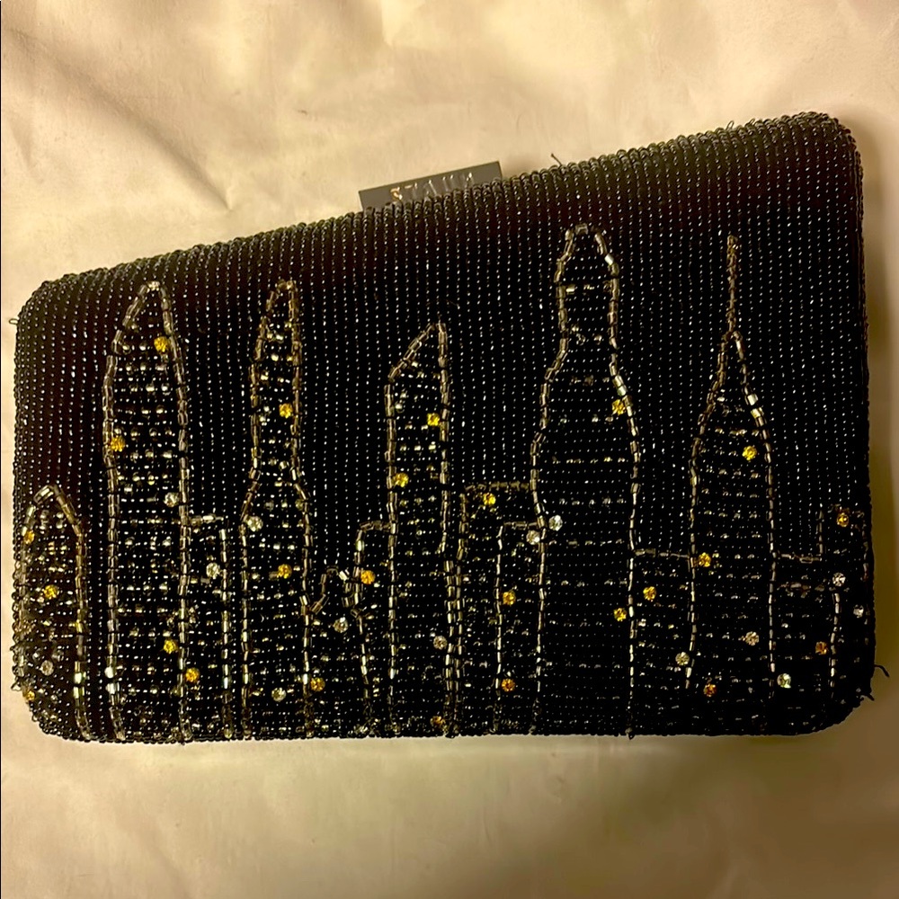 RARE STAUD Carmella NYC Skyline Beaded Clutch